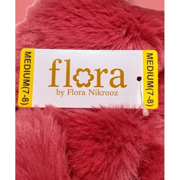 Flora Berry Rouge Super Soft Fuzzy Faux Fur Crossband Womens 7/8 House Slippers - Picture 12 of 16